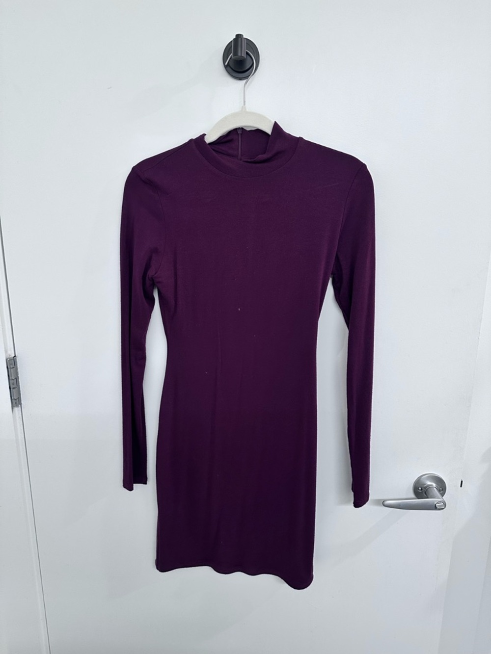 naked wardrobe Plum Long Sleeve Mock Neck Bodycon Dress